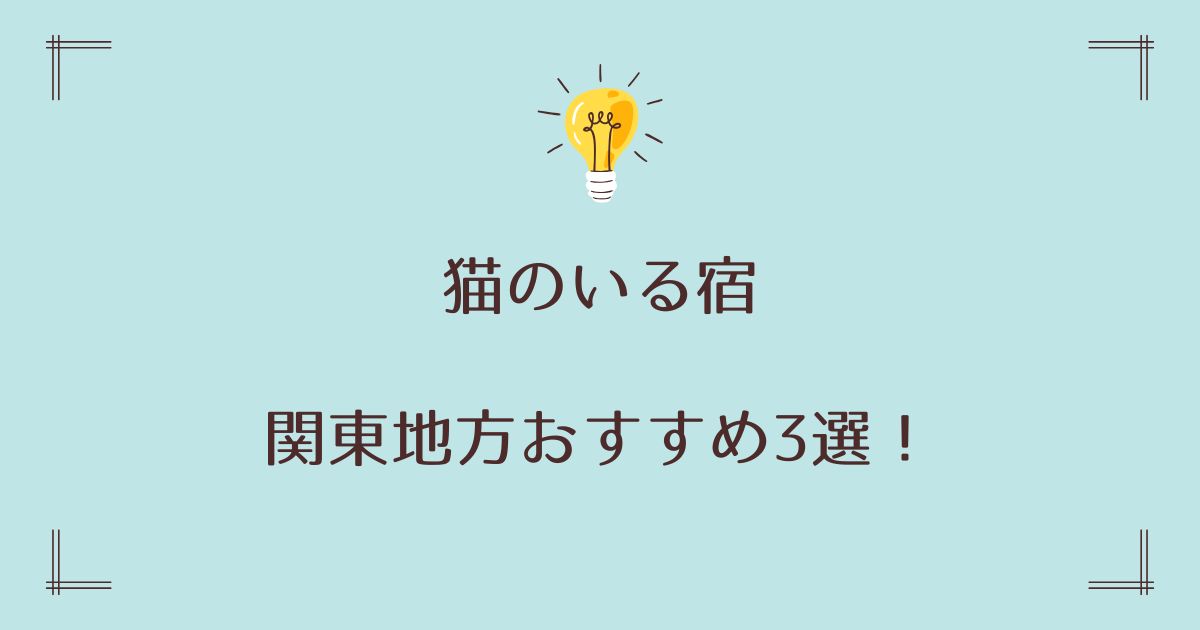 猫がいる宿の関東おすすめ3選